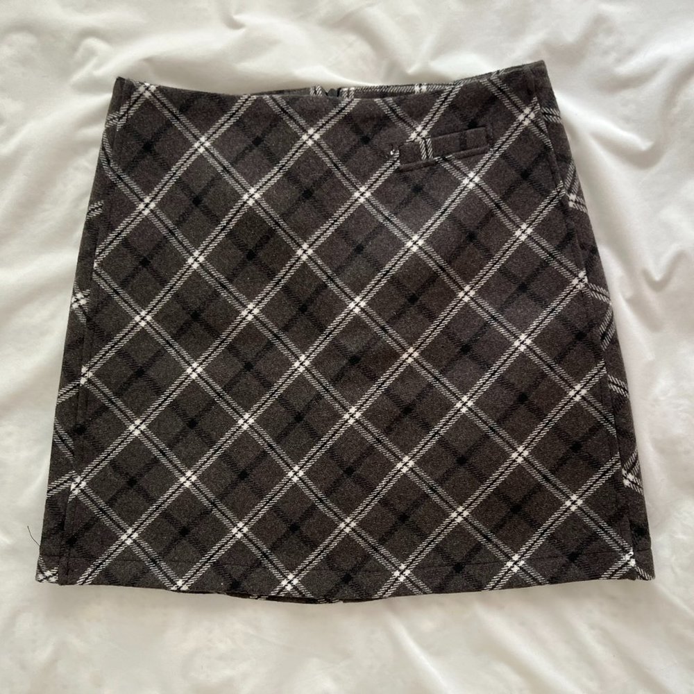 J.ING Neel Dim Grey Plaid Print Skirt - M / DimGrey